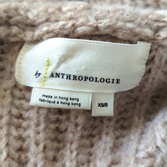 Anthropologie Amanza Fringed Cardigan Sweater Taupe - Picture 6 of 8